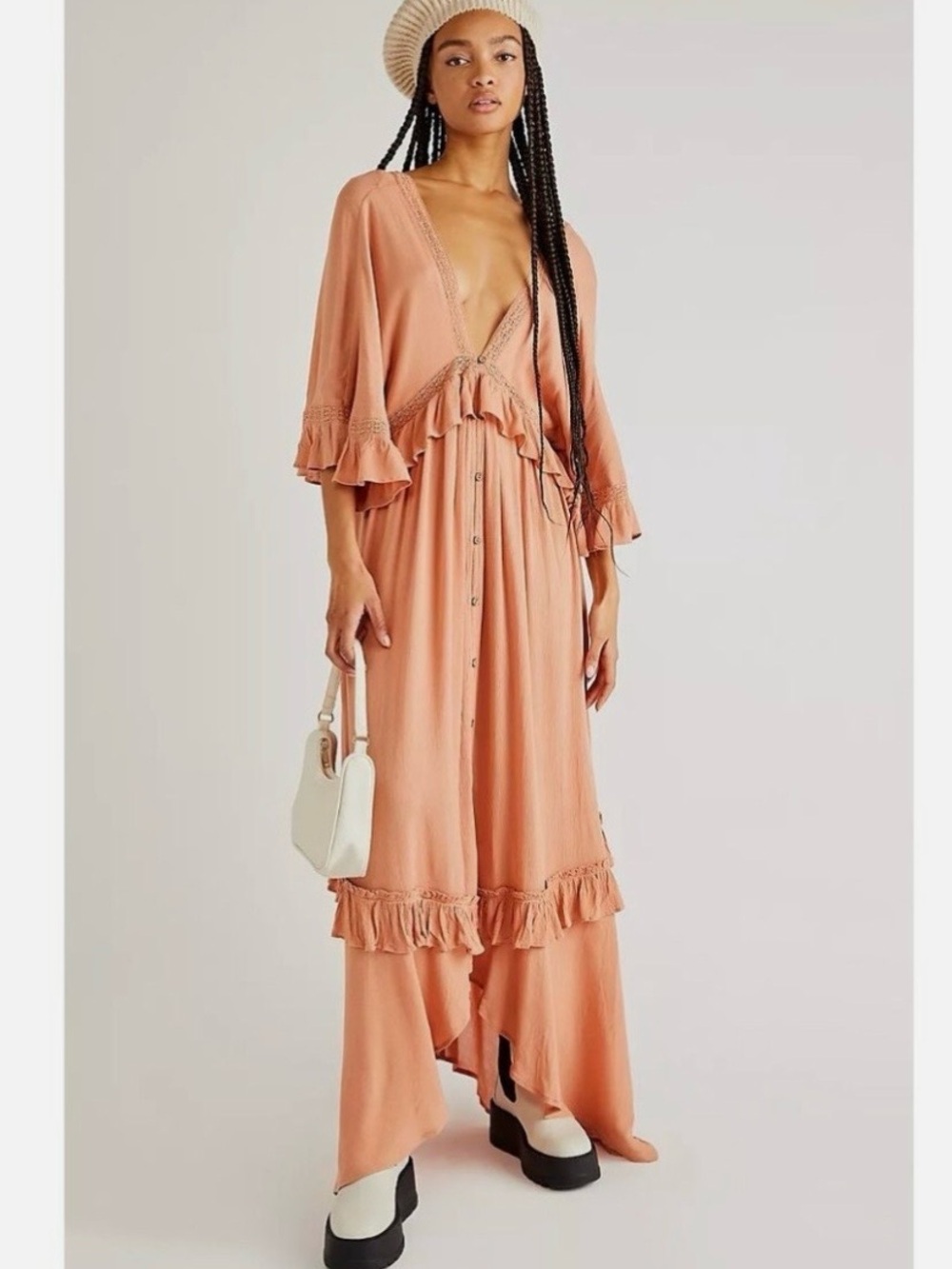 Free People Paradiso maxi dress in sandstone.